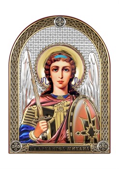 Михаил Архангел, серебряная икона с позолотой и цветной эмалью - фото 7492