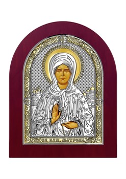 Матрона Московская, серебряная икона деревянный оклад - фото 7537