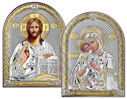 Венчальная пара серебряные иконы с позолотой (Владимирская) - фото 7597