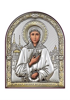 Ксения Петербургская, серебряная икона с позолотой - фото 7626