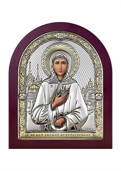 Ксения Петербургская, серебряная икона деревянный оклад - фото 7632