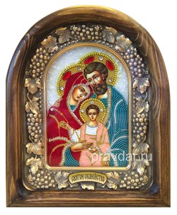 Святое Семейство (БМ Три радости), дивеевская икона из бисера ручной работы - фото 8429