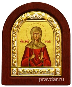 Наталия Святая, икона шелкография, деревянный оклад, серебряная рамка - фото 8669