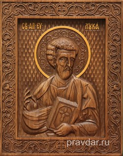 Лука Апостол Евангелист, резная икона на дубовой цельноламельной доске - фото 8817