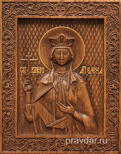 Елена Святая, резная икона на дубовой цельноламельной доске - фото 8843