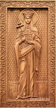 Елена Святая, резная икона на дубовой цельноламельной доске (ростовая) - фото 8845