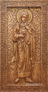 Мария Магдалина, резная икона на дубовой цельноламельной доске (ростовая) - фото 8969