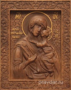 Толгская Божия Матерь, резная икона на дубовой цельноламельной доске - фото 9125