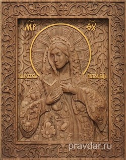Калужская Божия Матерь, резная икона на дубовой цельноламельной доске - фото 9131