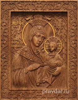 Вифлеемская Божия Матерь, резная икона на дубовой цельноламельной доске - фото 9135