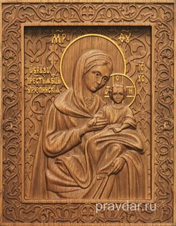 Урюпинская Божия Матерь, резная икона на дубовой цельноламельной доске - фото 9149