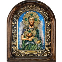 Иоанн Предтеча святой пророк Божий и креститель, дивеевская икона из бисера ручной работы - фото 9212