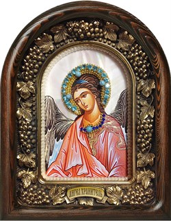 Ангел Хранитель на перламутре, дивеевская икона из бисера - фото 9241