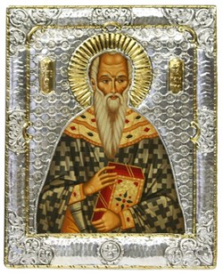 Святой Харлампий, икона с серебряной рамкой - фото 9283