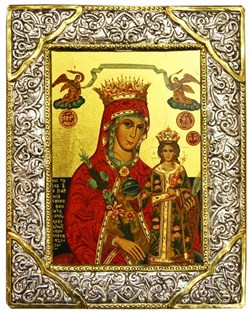 Образ Божией Матери "Неувядаемый цвет" , икона с серебряной рамкой - фото 9331