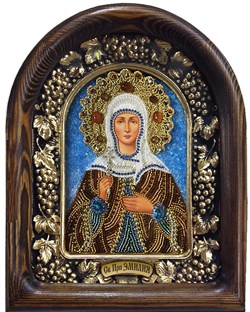 Икона Святая преподобная Эмилия, дивеевская икона из бисера - фото 9442