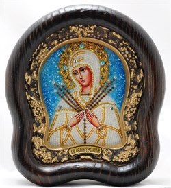 Семистрельная образ Божией Матери, дивеевская икона из бисера ручной работы - фото 9543