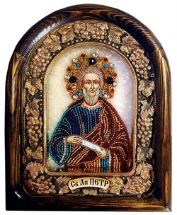 Петр Апостол, дивеевская икона из бисера ручной работы - фото 9583