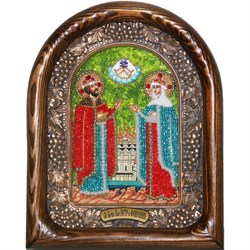 Святые Петр и Феврония, дивеевская икона из бисера ручной работы - фото 9618