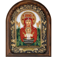 Неупиваемая Чаша образ Божией Матери, дивеевская икона из бисера ручной работы - фото 9672