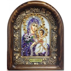 Неувядаемый цвет образ Божией Матери, дивеевская икона из бисера и натуральных камней - фото 9767