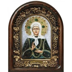 Матрона Московская, дивеевская икона из бархата украшенная бисером - фото 9794