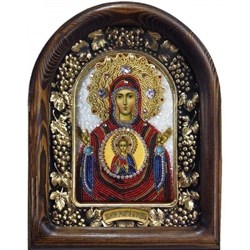 Икона Божьей Матери Знамение, дивеевская икона из бисера ручной работы - фото 9816