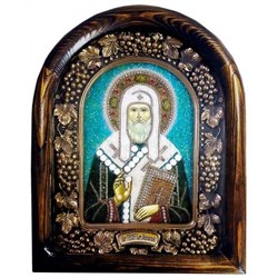 Святитель Тихон, патриарх Московский, дивеевская икона из бисера ручной работы - фото 9822