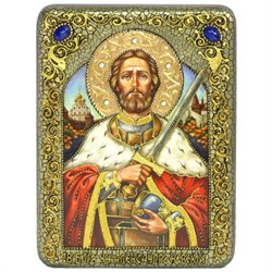 Святой благоверный князь Александр Невский икона ручной работы под старину - фото 9830