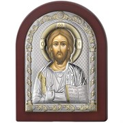 Господь Вседержитель, серебряная икона деревянный оклад