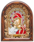 Владимирская Божья Матерь, дивеевская икона из бисера ручной работы