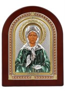Матрона Московская деревянный оклад, цветная эмаль