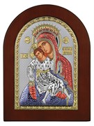 Киккская (Милостивая) икона Божией Матери, цветная эмаль, деревянный оклад