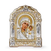 Казанская Божия Матерь, греческая икона с серебряным окладом под оргстеклом