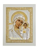Казанская Божия Матерь, греческая икона в белом деревянном окладе
