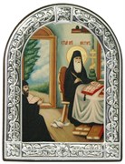Святой Преподобный Нестор, икона с серебряной рамкой