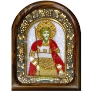 Святой великомученик Феодор (Федор), дивеевская икона из бисера 3713