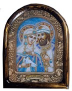 Святые Петр и Феврония, дивеевская икона из бисера ручной работы 3780