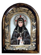 Елена Дивеевская, икона из бисера в деревянном киоте 3651