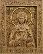 Преподобная Мария Радонежская, резная икона на дубовой цельноламельной доске 3845