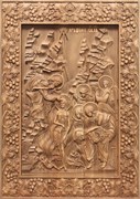 Крещение Иисуса Христа, резная икона на дубовой цельноламельной доске 3850