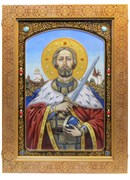 рукописная икона в киоте Святой благоверный князь Александр Невский 3228