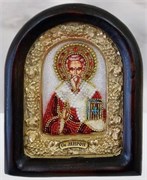Святитель Мирон Критский, икона из бисера ручной работы 3873