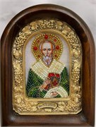 Святой Рустик (Руслан) Парижский, икона из бисера ручной работы 3874