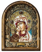 Владимирская Божья Матерь, дивеевская икона из бисера и натуральных камней
