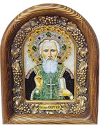 Сергий Радонежский, дивеевская икона из бисера и натуральных камней