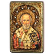 Николай Чудотворец икона под старину в подарочной шкатулке