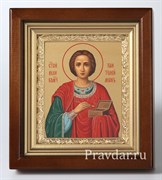 Пантелеймон Святой Великомученик, икона в киоте 16х19 см