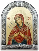 Семистрельная образ Божией Матери, икона с серебряной рамкой