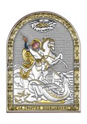 Георгий Победоносец, серебряная икона с позолотой